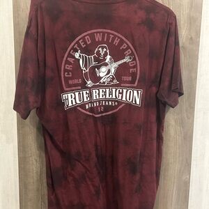 True Religion Red and Black Short Sleeve Tee